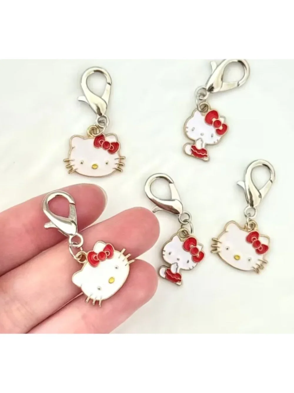 Hello Kitty Red Bow Shoe Charms 5pc Set – Sneaker Lace Pendant Decorations